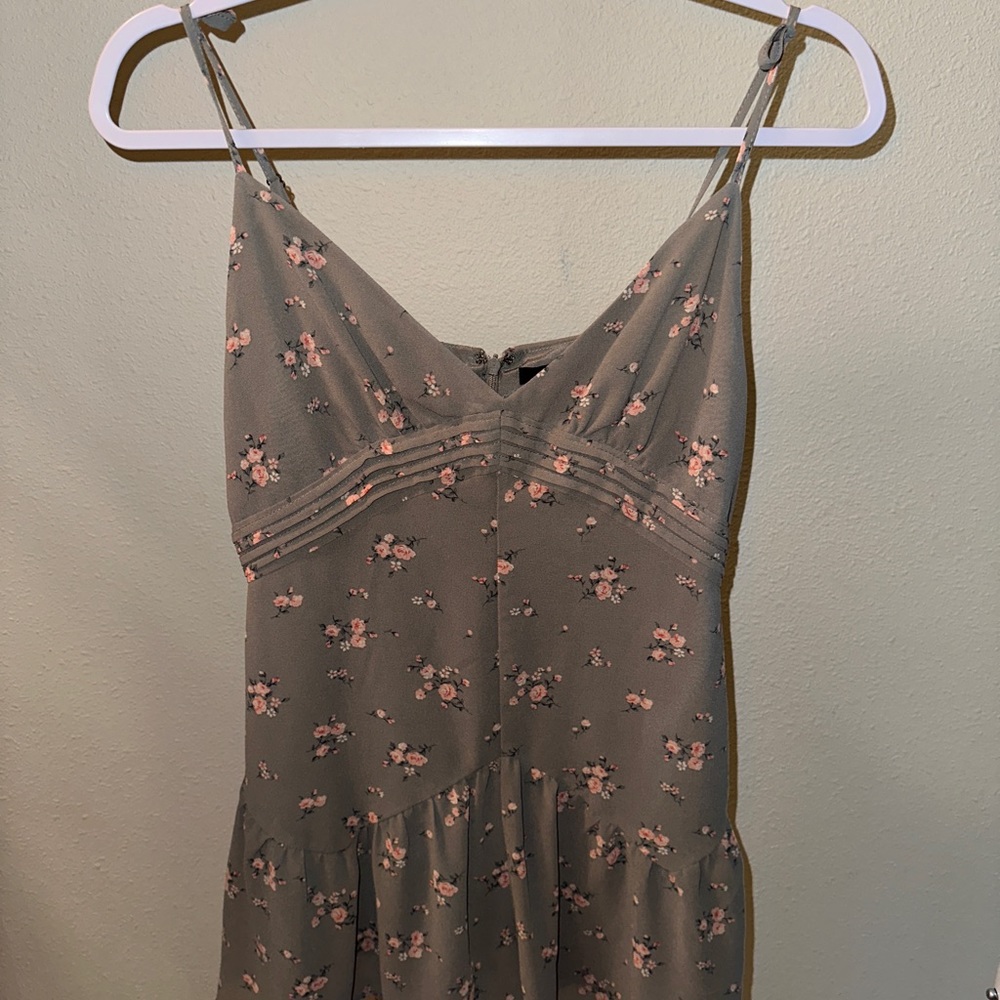 Green floral accent romper dress
